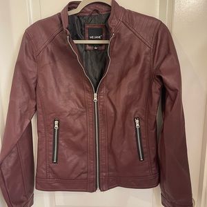 Faux, leather jacket, plum color